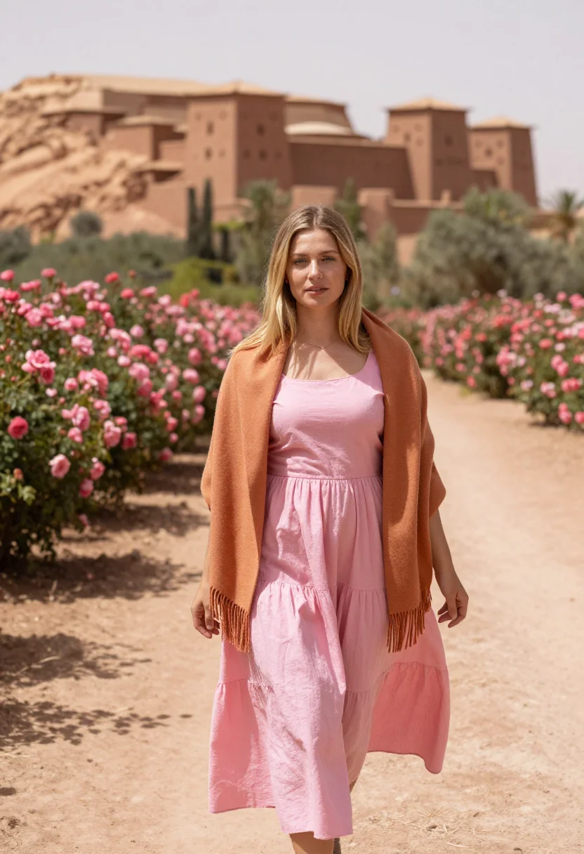 AI dades valley rose festival may pink sample — portrait of a woman, in her mid-twenties, of Dutch descent,