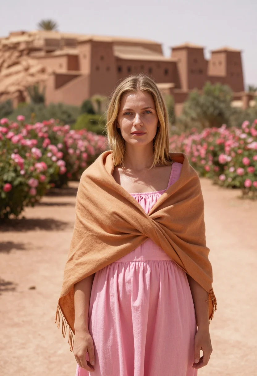 AI dades valley rose festival may pink sample — portrait of a woman, in her mid-twenties, of Dutch descent,