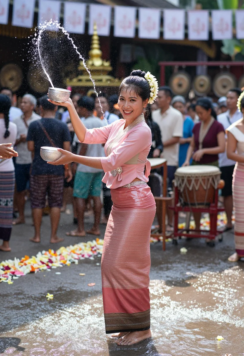 AI dai sarong sample — portrait of a woman, full-length portrait of a Dai woman wit