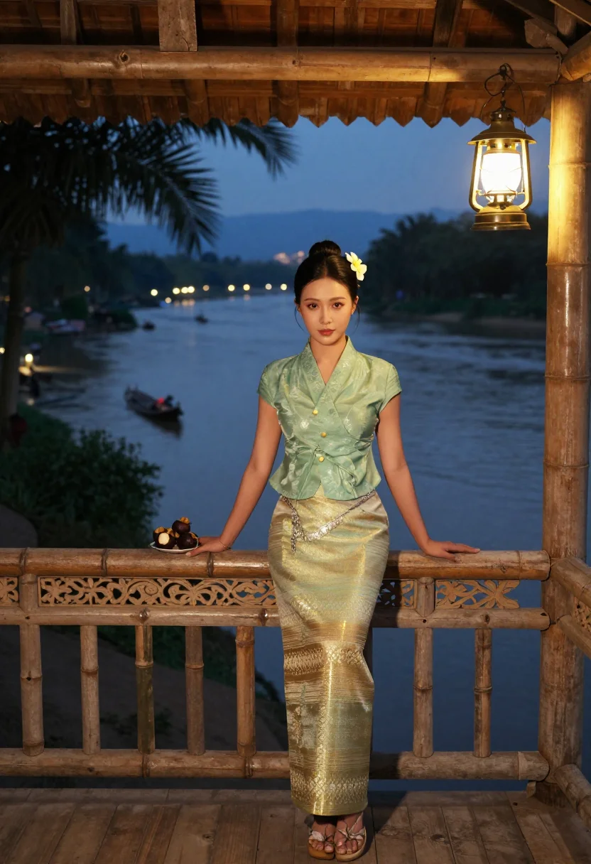 AI dai sarong sample — portrait of a woman, full-length portrait of a Dai woman wit