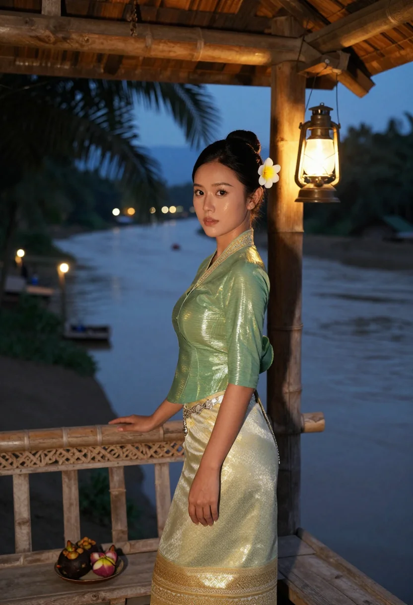 AI dai sarong sample — portrait of a woman, half-length portrait of a Dai woman wit