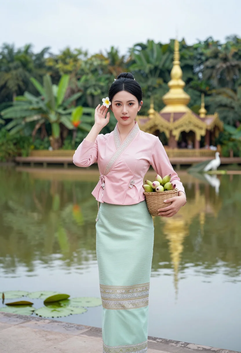 AI dai sarong sample — portrait of a woman, three-quarter-length portrait of a Dai