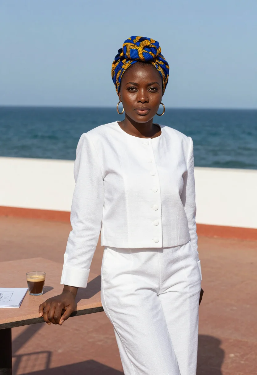 AI dakar almadies sample — portrait of a designer, waist-up portrait of a Senegalese wo