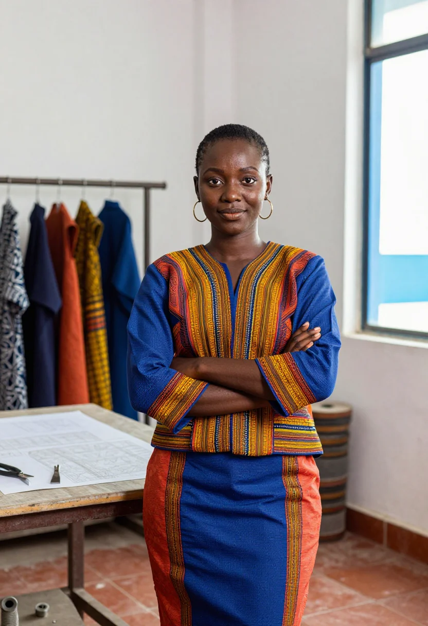 AI dakar almadies sample — portrait of a designer, waist-up portrait of a Senegalese wo