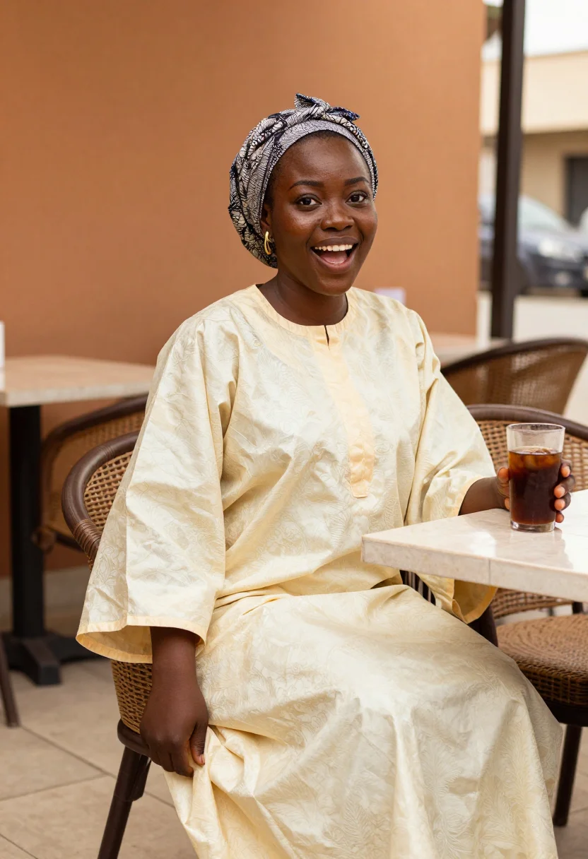 AI dakar moussor sample — portrait of a woman, seated three-quarter-figure portrait of