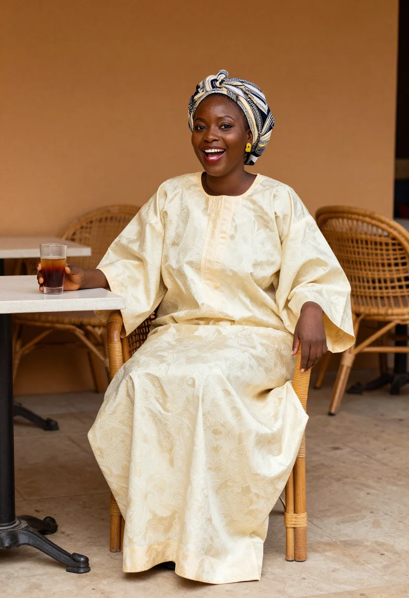 AI dakar moussor sample — portrait of a woman, seated full-figure portrait of a Senega