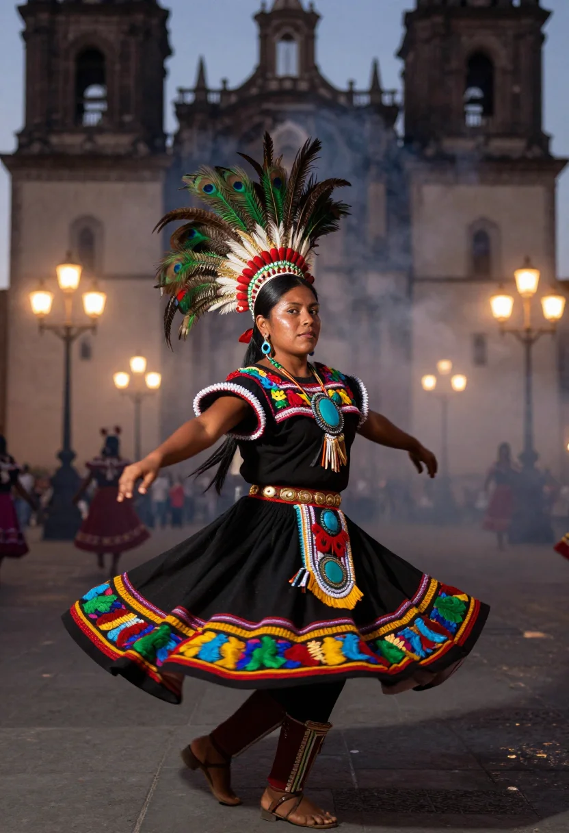 AI danza azteca sample — portrait of a dancer, half-length portrait of an Indigenous