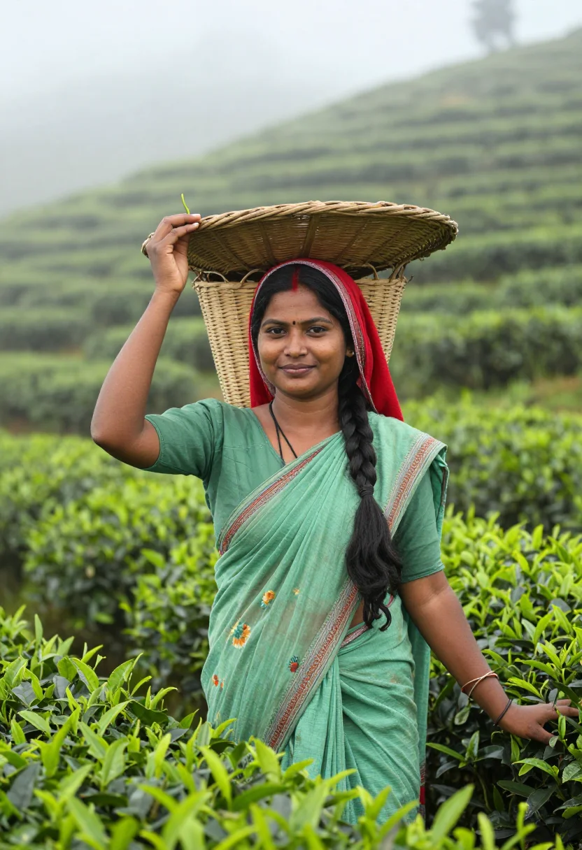 AI darjeeling plucker sample — portrait of a woman, half-length portrait of a Nepali-Indian