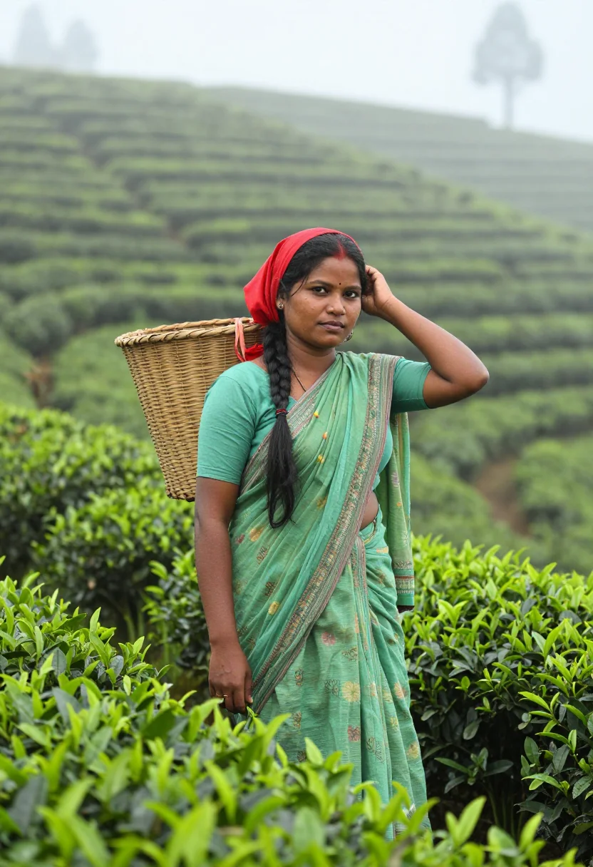 AI darjeeling plucker sample — portrait of a woman, half-length portrait of a Nepali-Indian