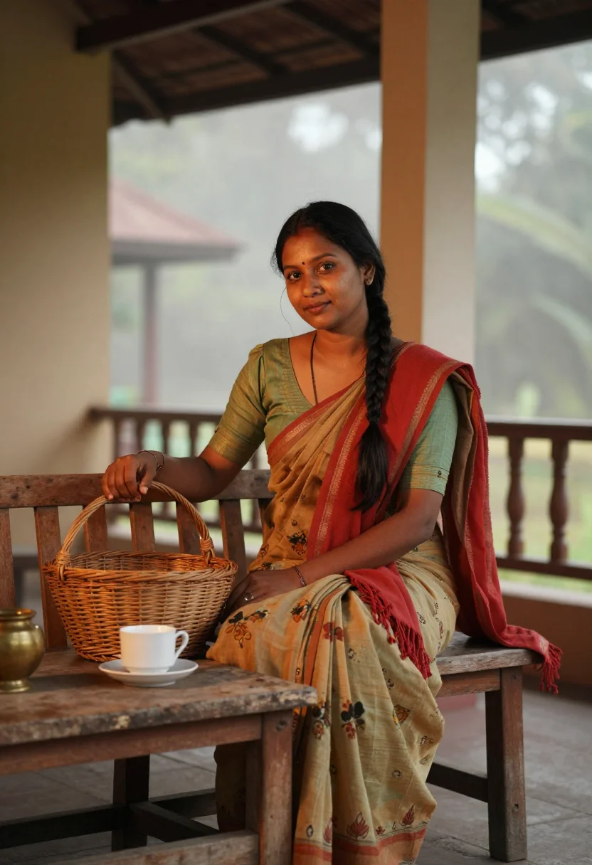 AI darjeeling plucker sample — portrait of a woman, half-length portrait of a Nepali-Indian