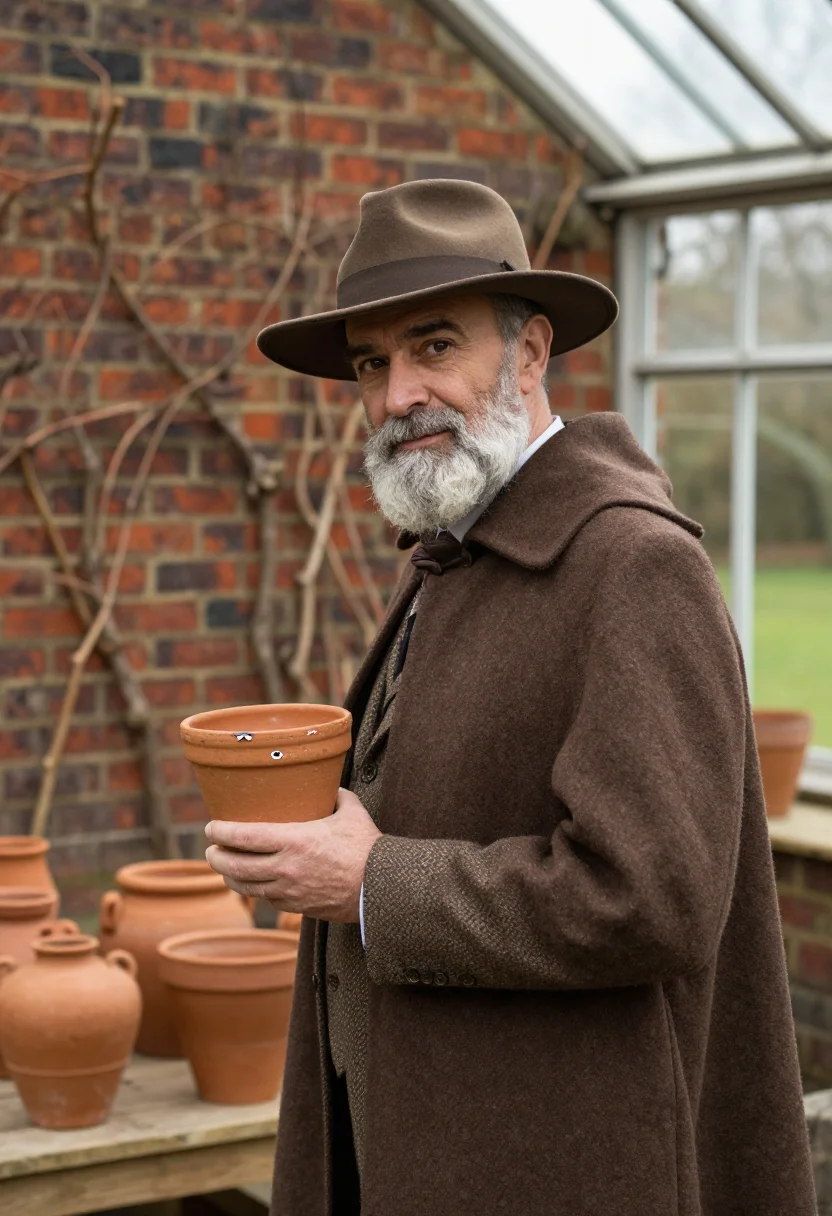AI darwin down house sandwalk bracken sample — portrait of a man, framed chest-up, cropped at the ribs, the