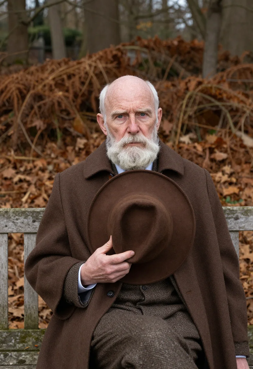 AI darwin down house sandwalk bracken sample — portrait of a man, framed chest-up, cropped at the ribs, the