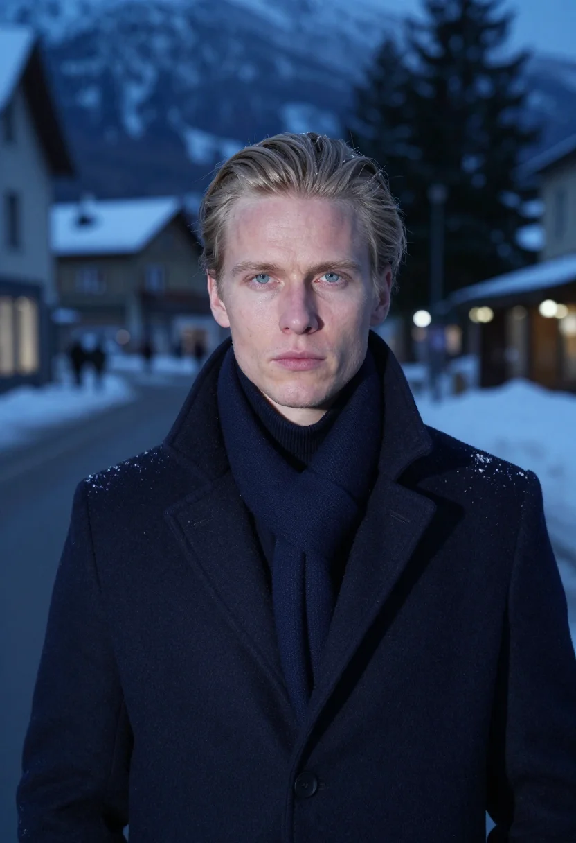 AI davos navy sample — portrait of a man, framed as a tight headshot from the crown