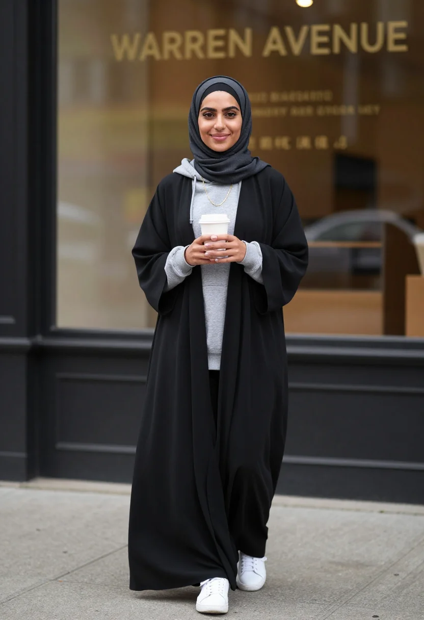 AI dearborn modest sample — portrait of a woman, a full-length sidewalk portrait of an A