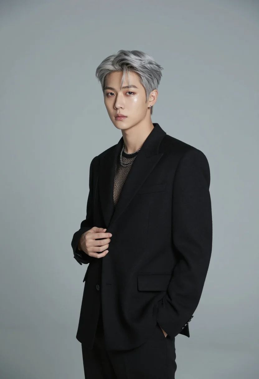 AI debut showcase sample — portrait of a man, half-length portrait of a Korean man in h