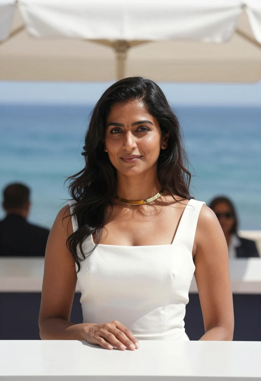 AI deepika cannes sample — portrait of a woman, half-length seated portrait of an India