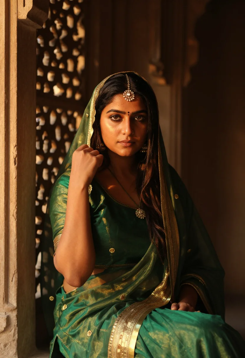 AI deepika padmaavat sample — portrait of a woman, close seated portrait of an Indian woma