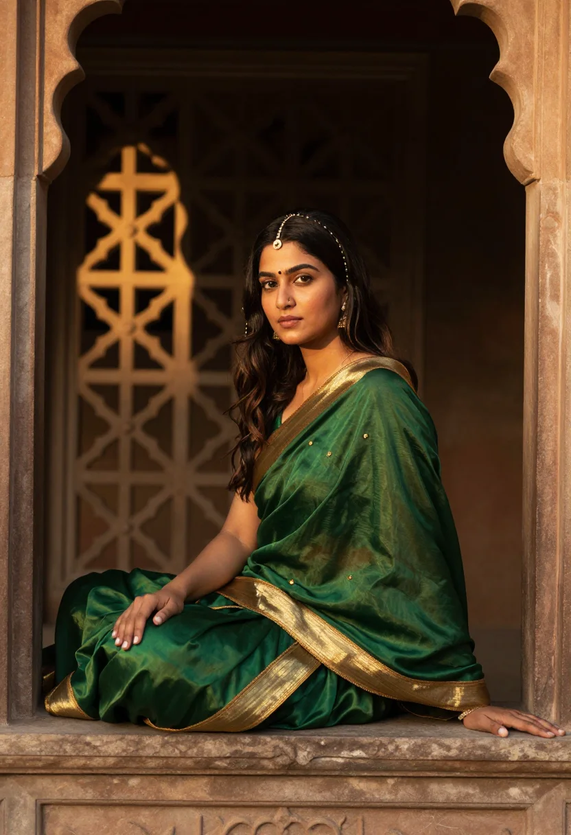 AI deepika padmaavat sample — portrait of a woman, three-quarter seated portrait of an Ind