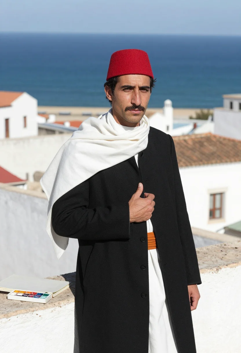 AI delacroix tangier sample — portrait of a man, close half-length portrait of a white man