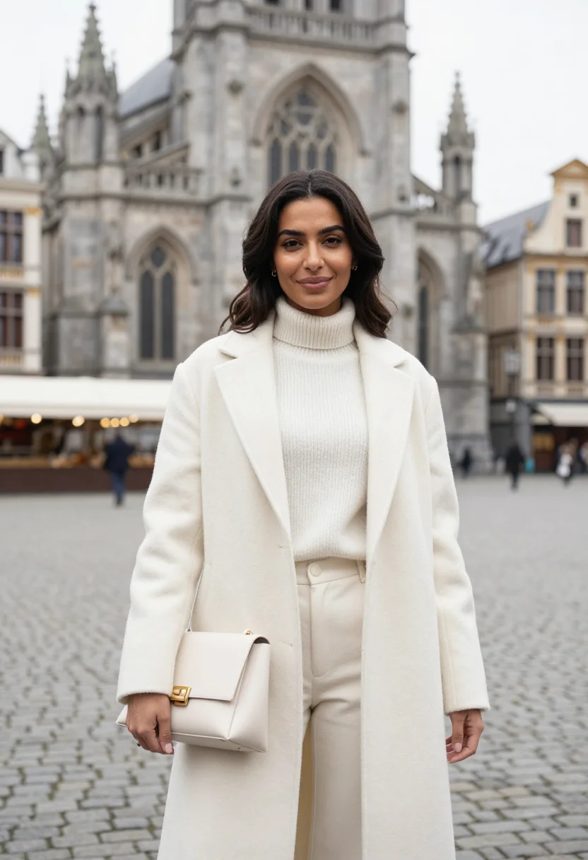 AI delvaux brussels sablon brillant ivory sample — portrait of a woman, a Belgian woman of Moroccan descent in