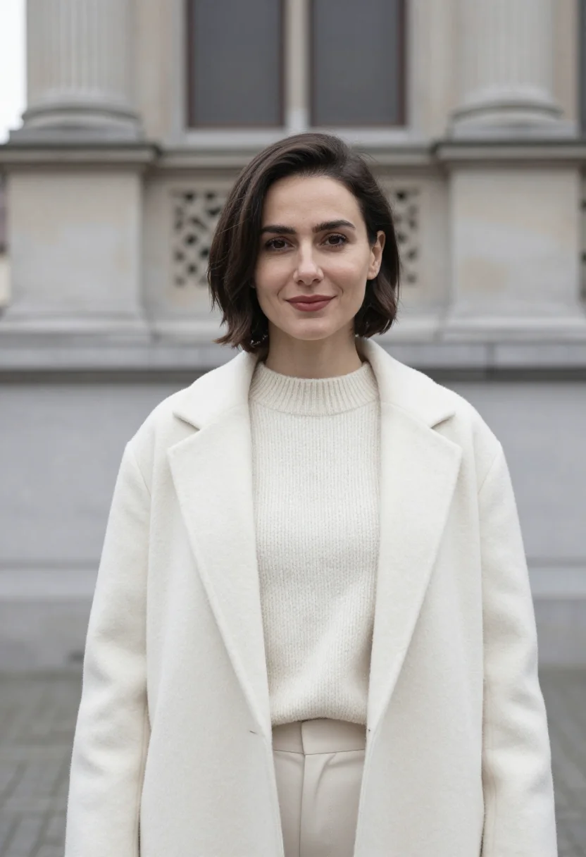 AI delvaux brussels sablon brillant ivory sample — portrait of a woman, a French woman in her late thirties wit