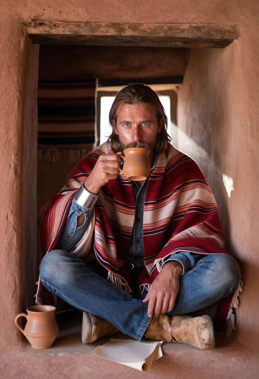 AI dennis hopper sample — portrait of a man, close half-length portrait of a Western-E