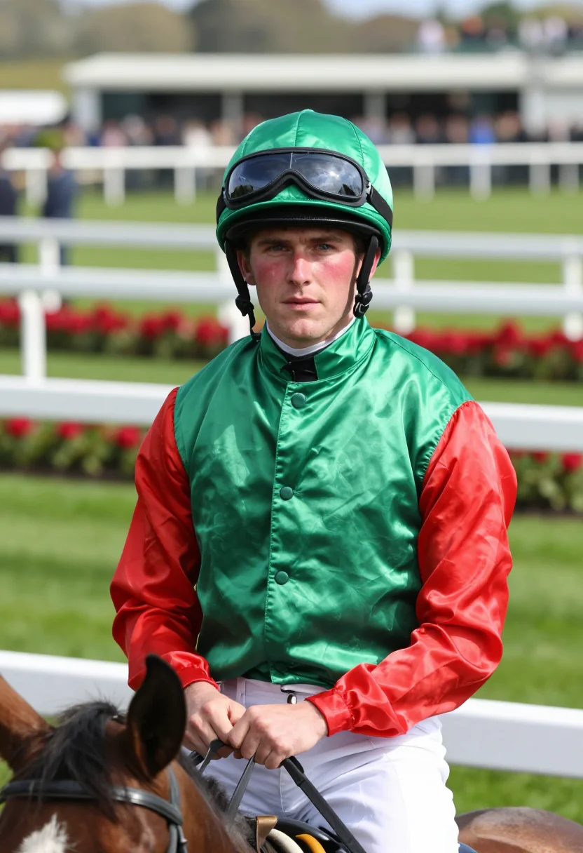 AI derby silks sample — portrait of a man, chest-up three-quarter portrait of a West