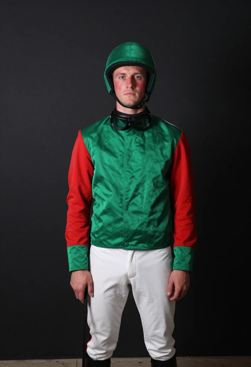AI derby silks sample — portrait of a man, half-length frontal portrait of a Western