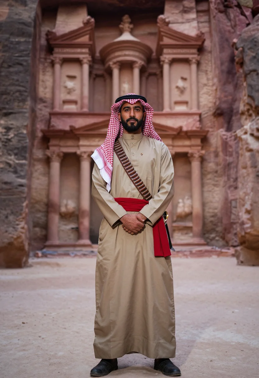 AI desert patrol sample — portrait of a man, full-length portrait of a Jordanian Bedou