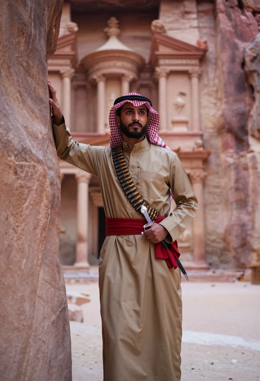 AI desert patrol sample — portrait of a man, three-quarter-length portrait of a Jordan