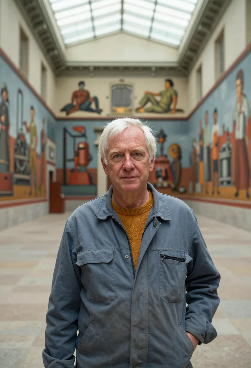 AI detroit industry murals engineer palette sample — portrait of a man, of Irish descent in his early sixties wit