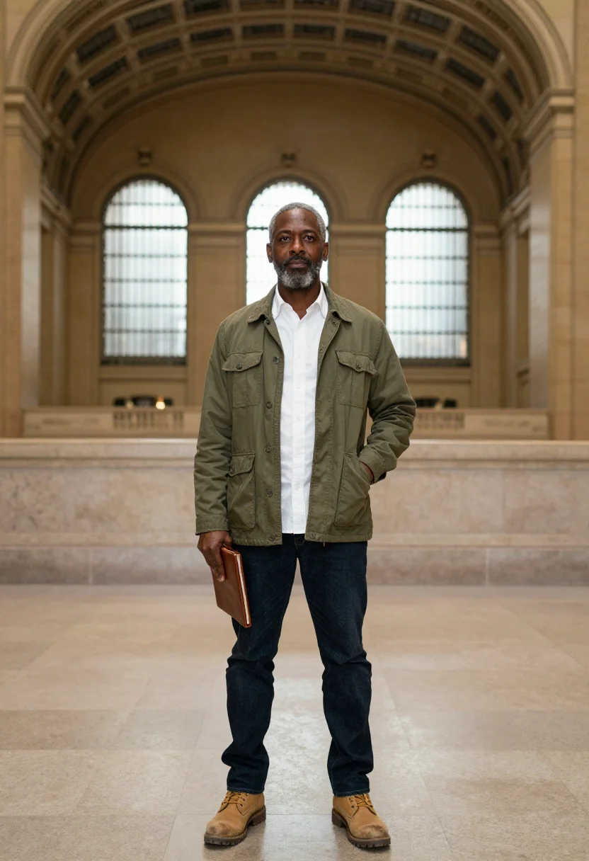 AI detroit motor sample — portrait of a man, waist-up portrait of an African-American