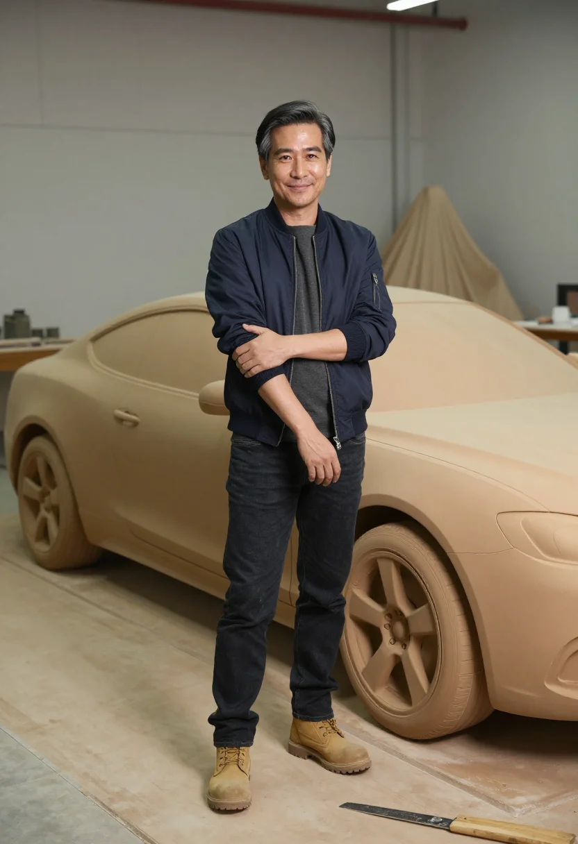 AI detroit motor sample — portrait of a man, full-length portrait of an East-Asian man