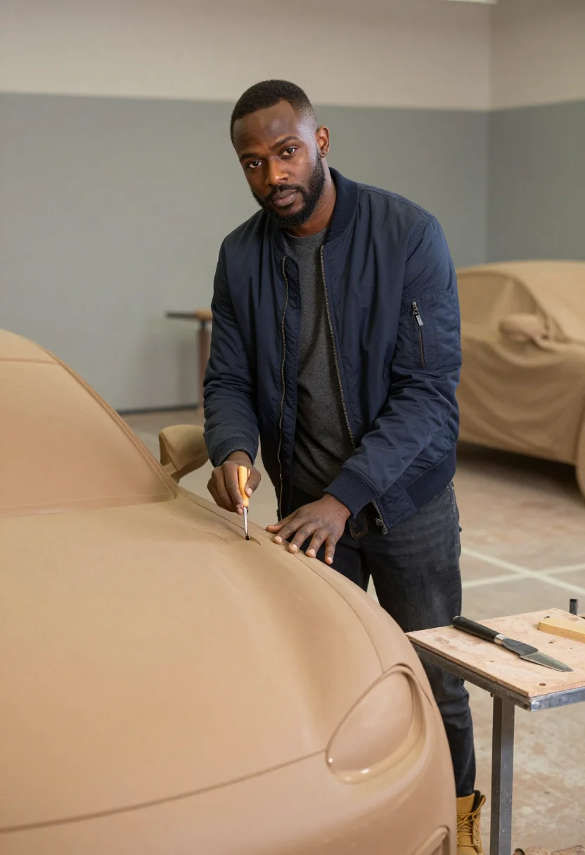 AI detroit motor sample — portrait of a man, waist-up portrait of an African-American