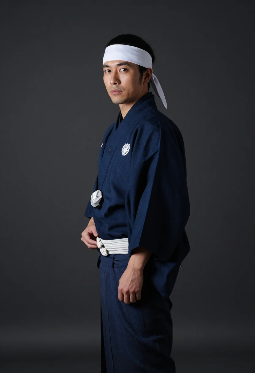 AI dezome shiki sample — portrait of a man, half-length formal portrait of a Japanese