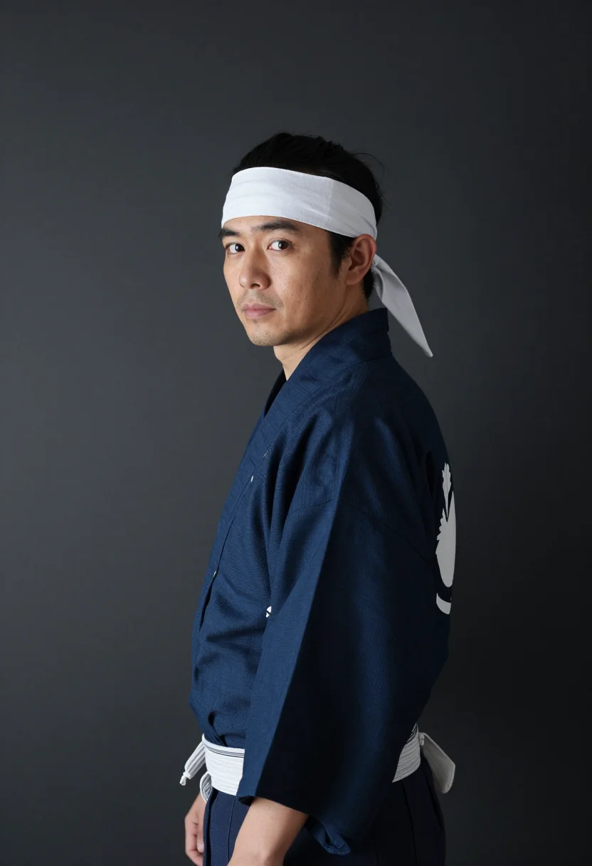 AI dezome shiki sample — portrait of a man, head-and-shoulders portrait of a Japanese