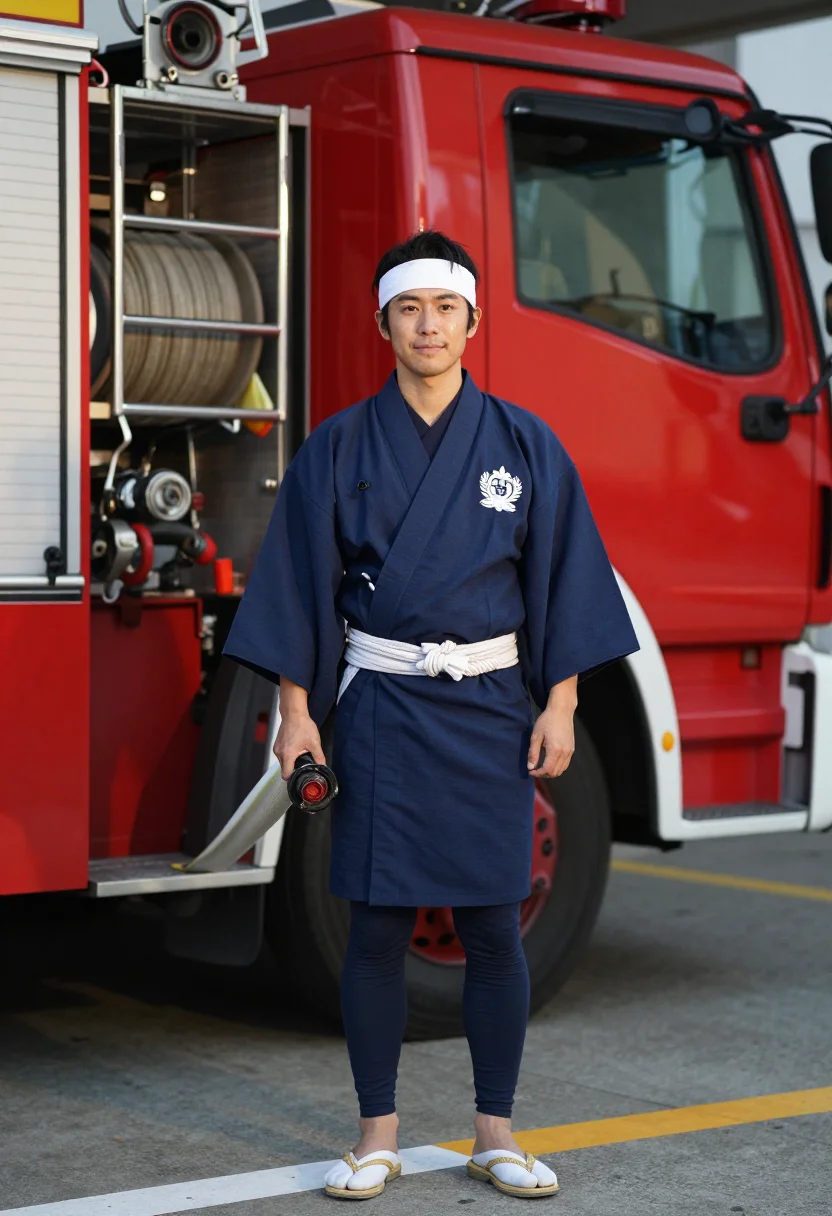 AI dezome shiki sample — portrait of a man, chest-up portrait of a Japanese man in hi