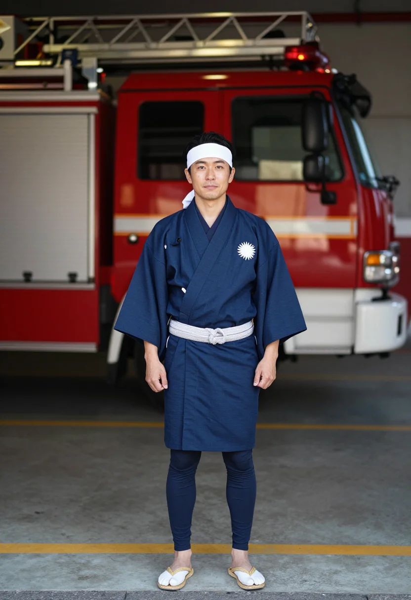 AI dezome shiki sample — portrait of a man, three-quarter-length portrait of a Japane