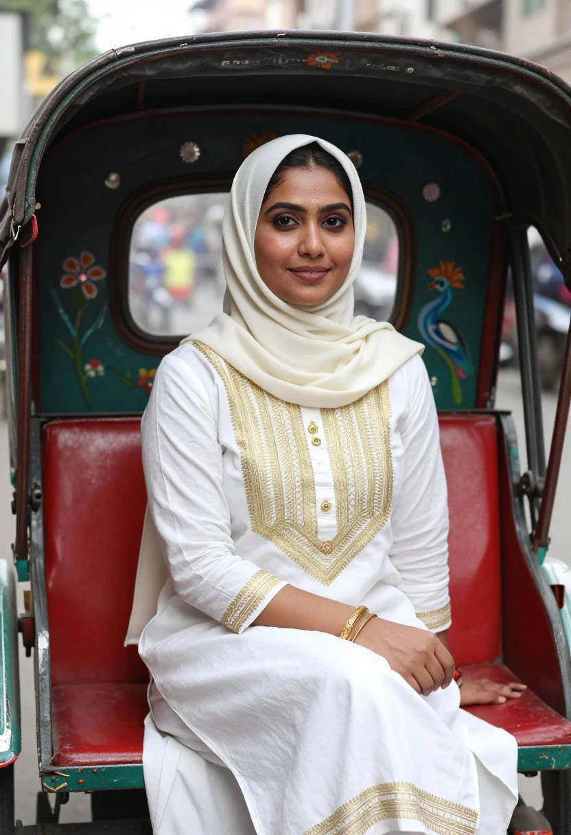 AI dhaka modest sample — portrait of a woman, waist-up seated portrait of a Banglades
