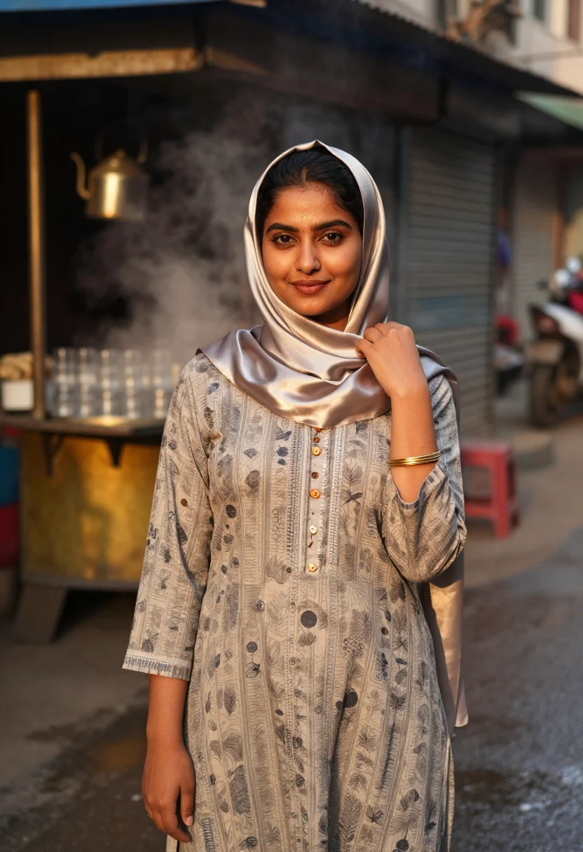 AI dhaka modest sample — portrait of a woman, chest-up portrait of a Bangladeshi woma