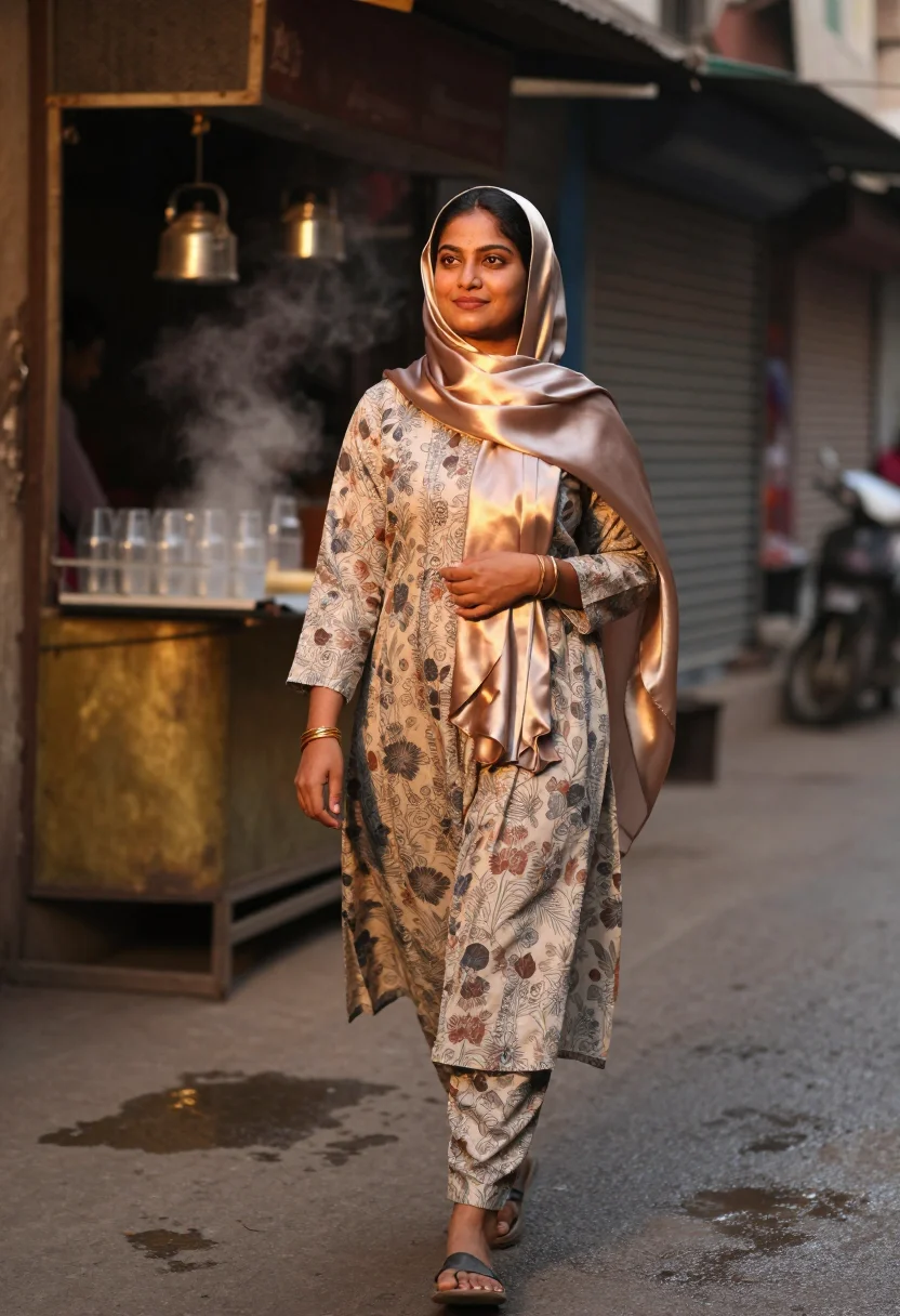 AI dhaka modest sample — portrait of a woman, full-length walking portrait of a Bangl