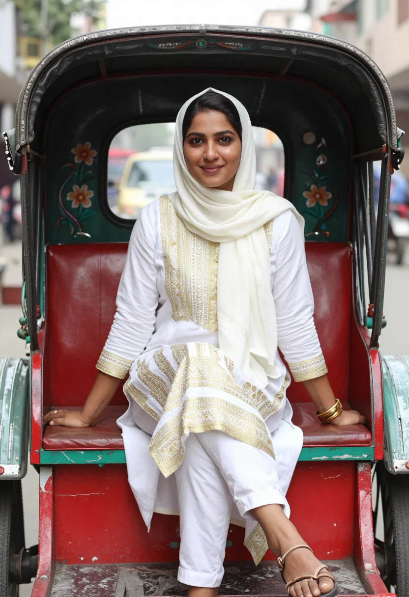 AI dhaka modest sample — portrait of a woman, full-length seated portrait of a Bangla