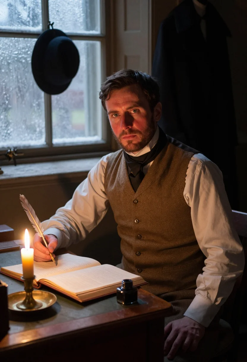 AI dickensian christmas sample — portrait of a man, three-quarter-length portrait of a man of