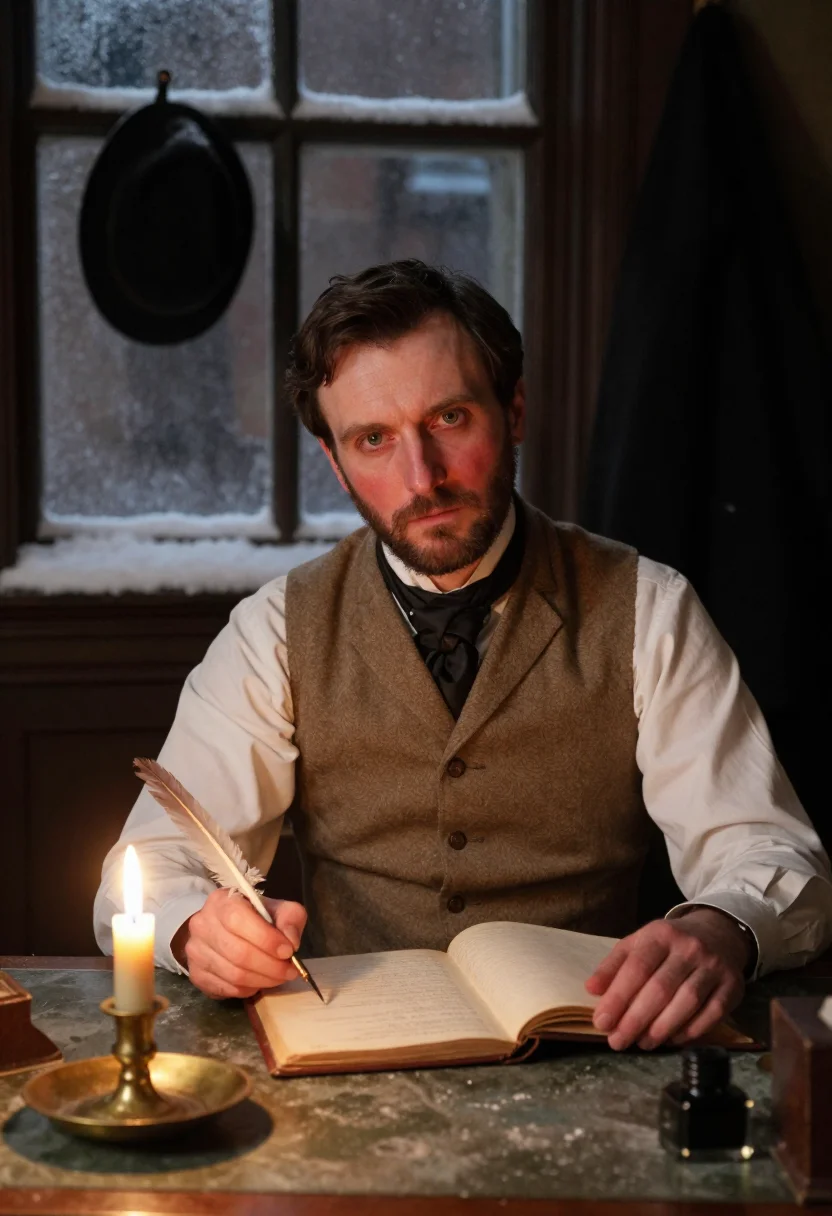 AI dickensian christmas sample — portrait of a man, half-length portrait of a man of Western-