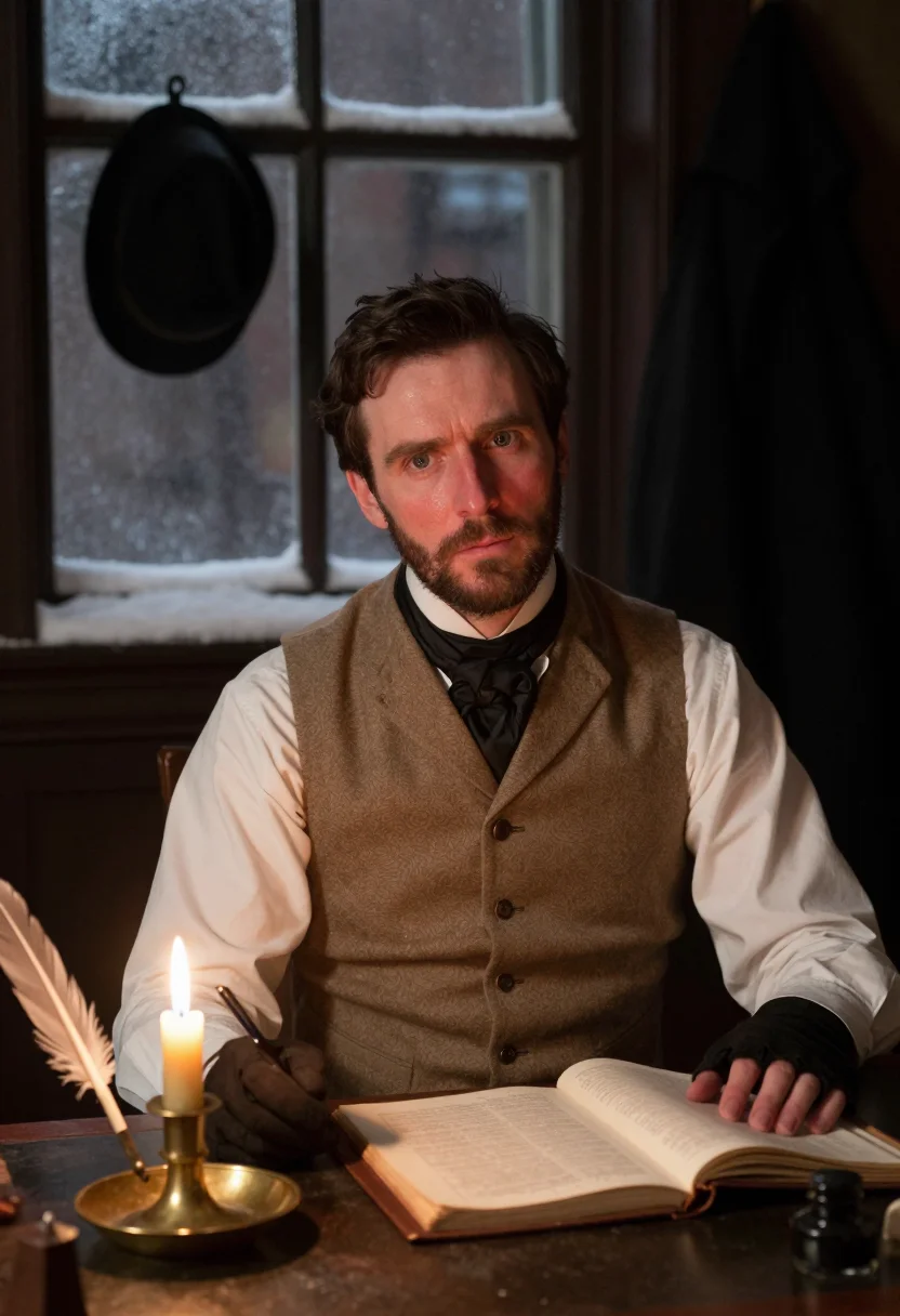 AI dickensian christmas sample — portrait of a man, close half-length portrait of a man of We