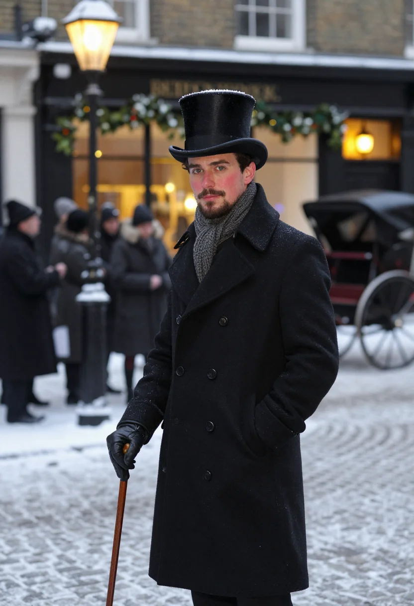 AI dickensian christmas sample — portrait of a man, three-quarter-length portrait of a man of