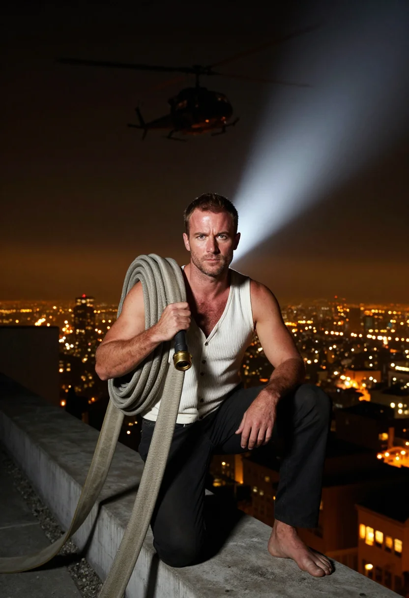 AI die hard nakatomi sample — portrait of a man, low-angle half-length portrait of a man i