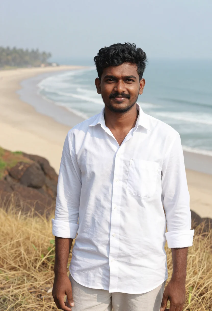 AI dil chahta hai goa chapora fort white sample — portrait of a man, a Malayali man in his early thirties of s