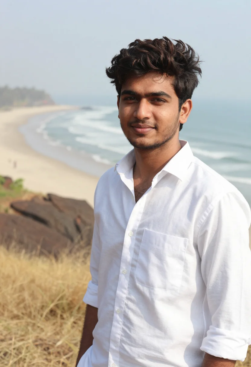 AI dil chahta hai goa chapora fort white sample — portrait of a man, a Kashmiri man in his mid-twenties with f