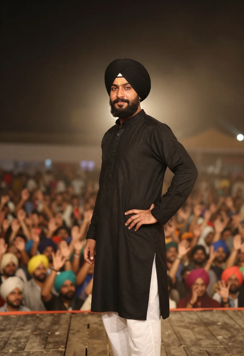 AI diljit coachella sample — portrait of a man, three-quarter-length portrait of a Punjab